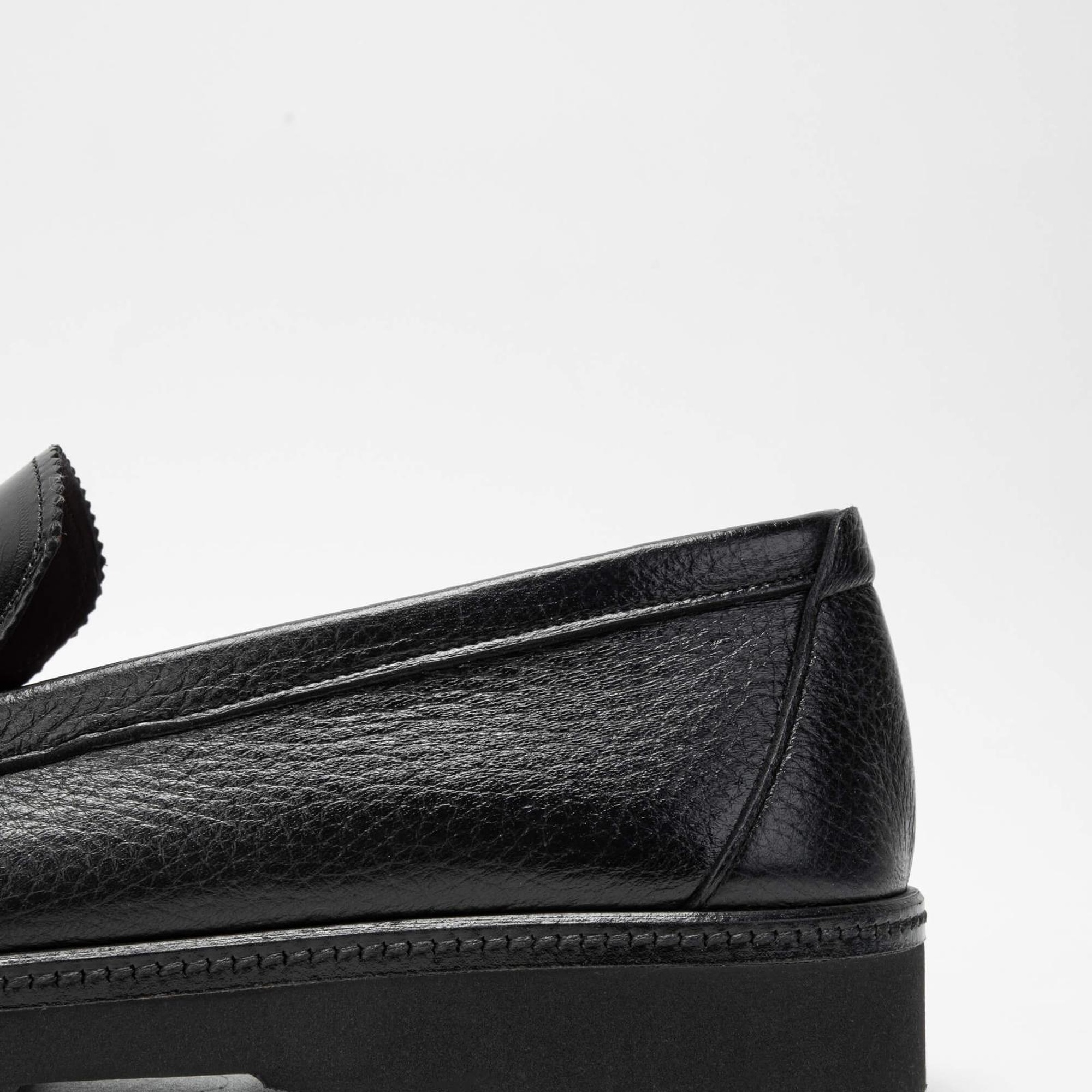 Tamer Tanca Erkek Hakiki Deri Siyah Loafer Ayakkabı