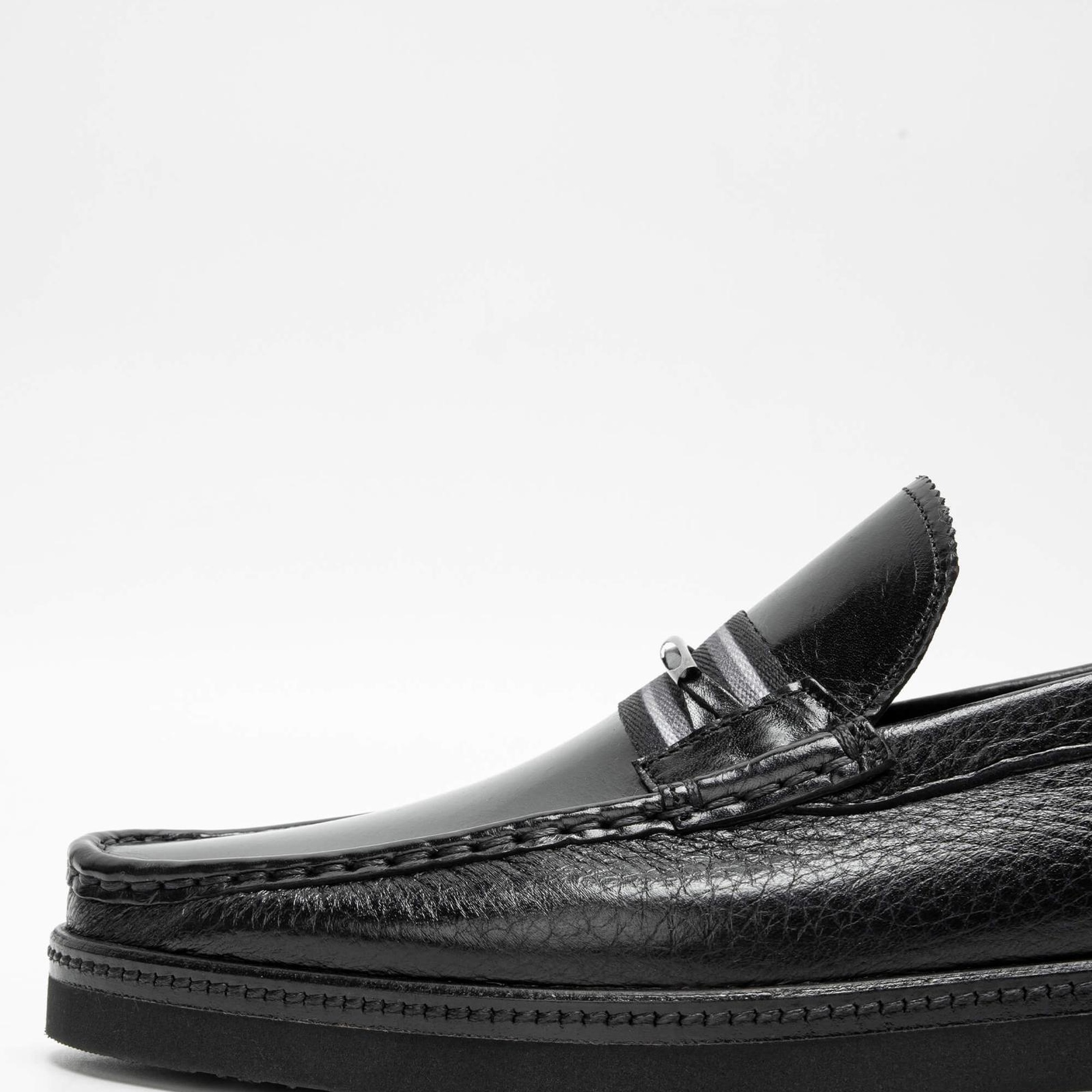 Tamer Tanca Erkek Hakiki Deri Siyah Loafer Ayakkabı