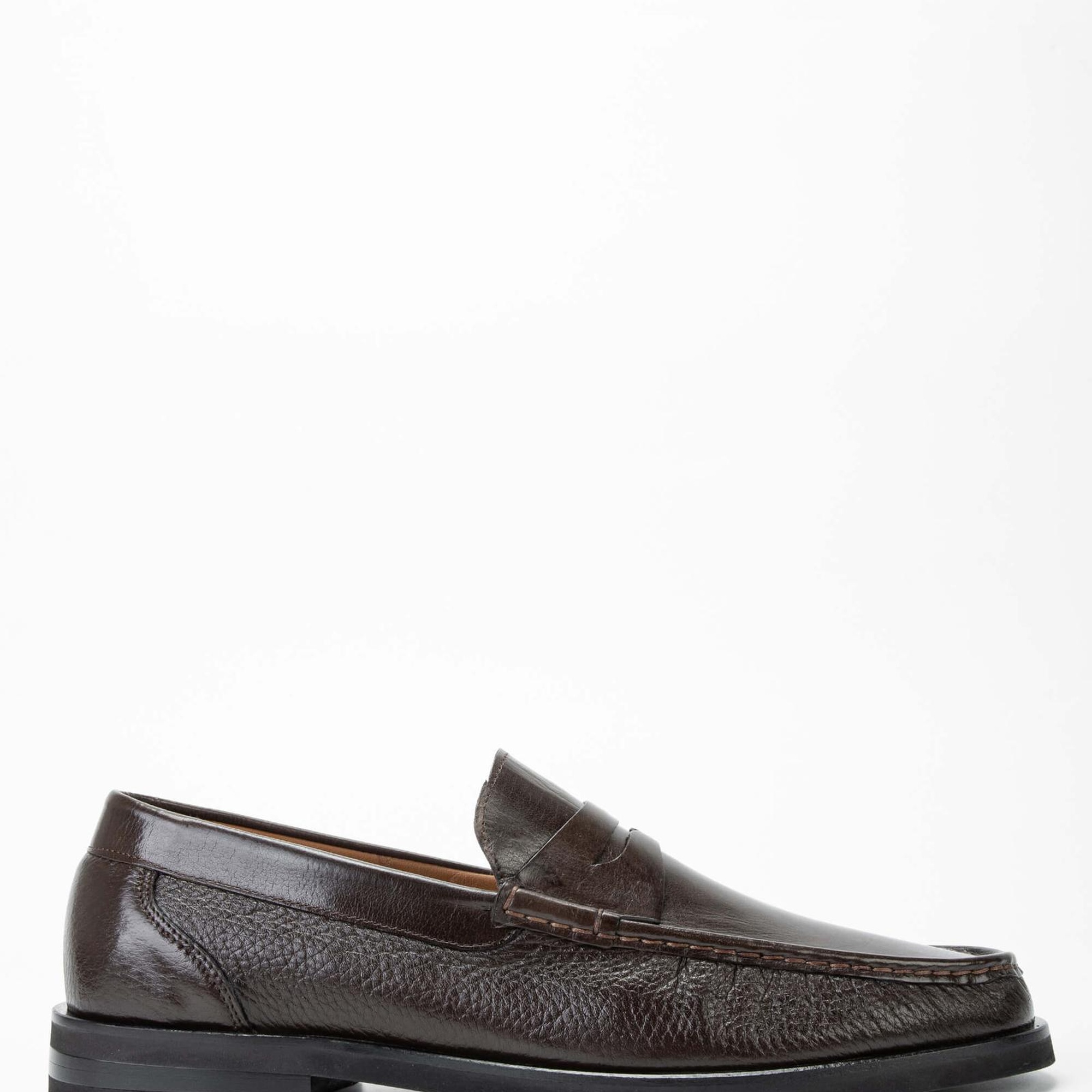 Tamer Tanca Erkek Hakiki Deri Kahverengi Loafer Ayakkabı