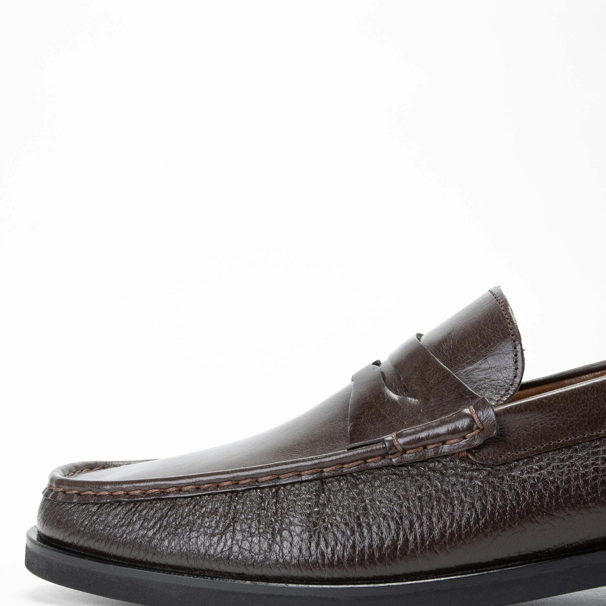 Tamer Tanca Erkek Hakiki Deri Kahverengi Loafer Ayakkabı