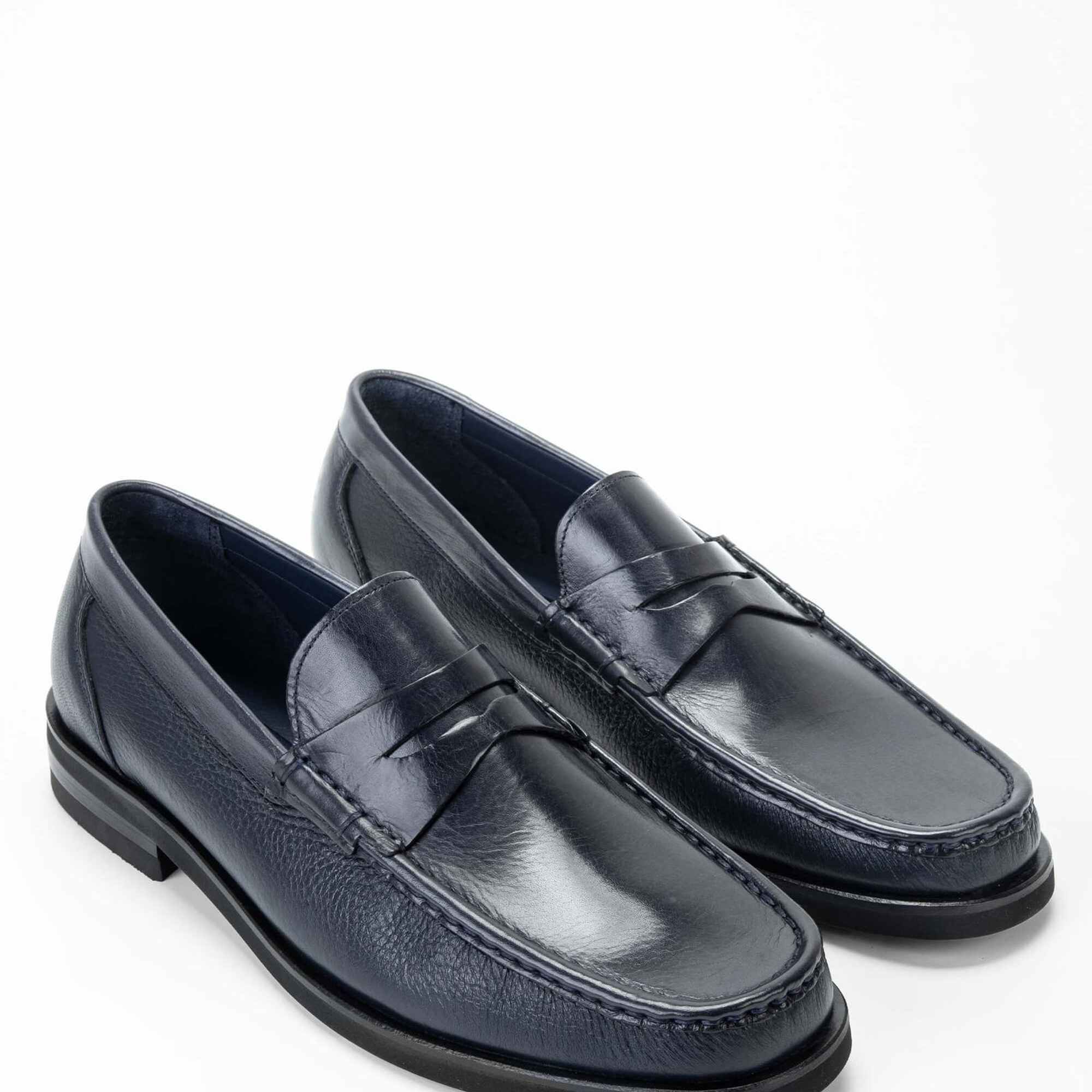 Tamer Tanca Erkek Hakiki Deri Lacivert Loafer Ayakkabı