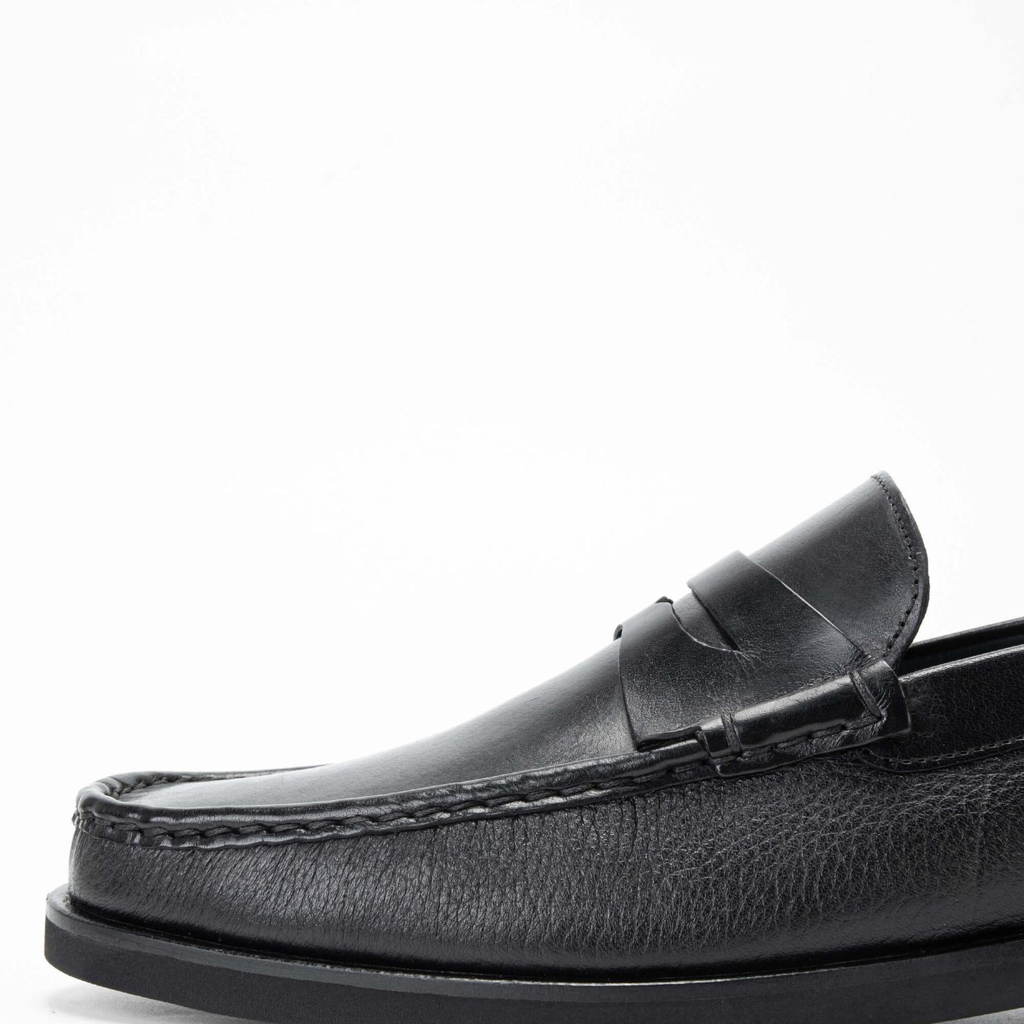 Tamer Tanca Erkek Hakiki Deri Siyah Loafer Ayakkabı