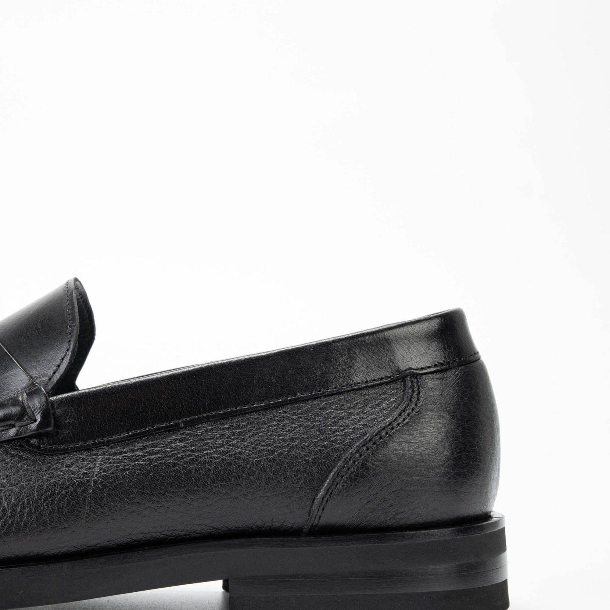 Tamer Tanca Erkek Hakiki Deri Siyah Loafer Ayakkabı