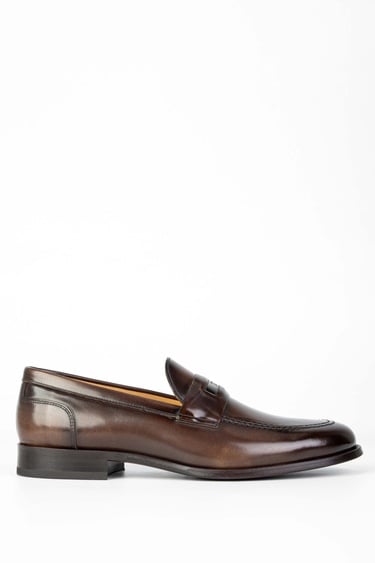  Tamer Tanca Erkek Hakiki Deri Kahverengi Loafer Ayakkabı
