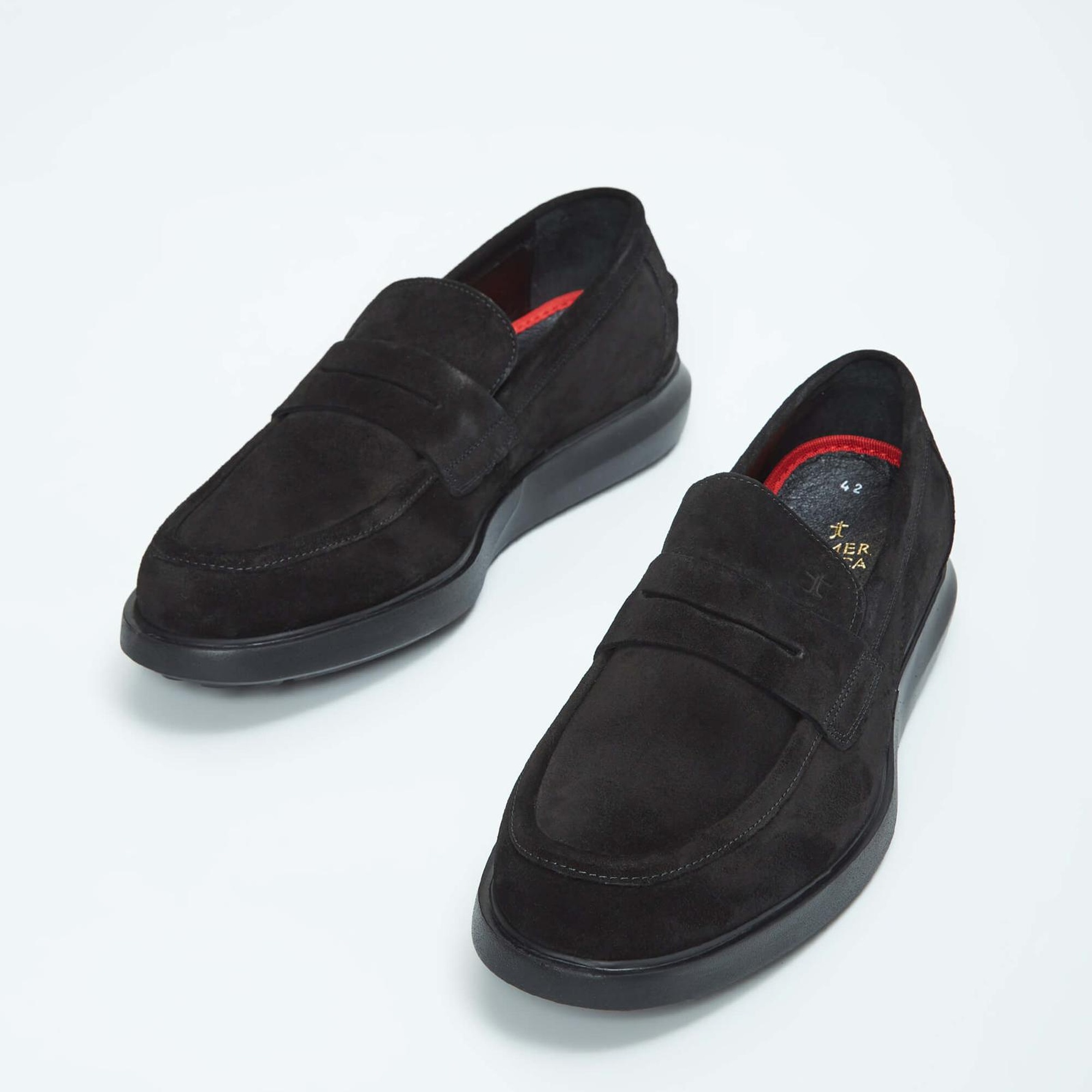 Tamer Tanca Erkek Hakiki Deri Siyah Süet Loafer Ayakkabı