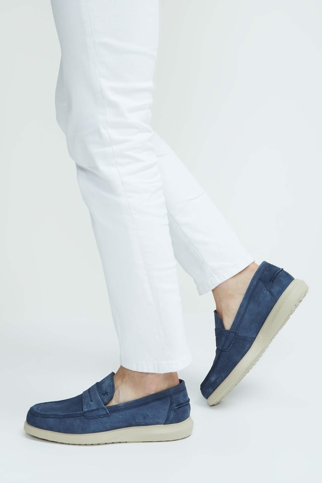  Tamer Tanca Erkek Hakiki Deri Lacivert Süet Loafer Ayakkabı