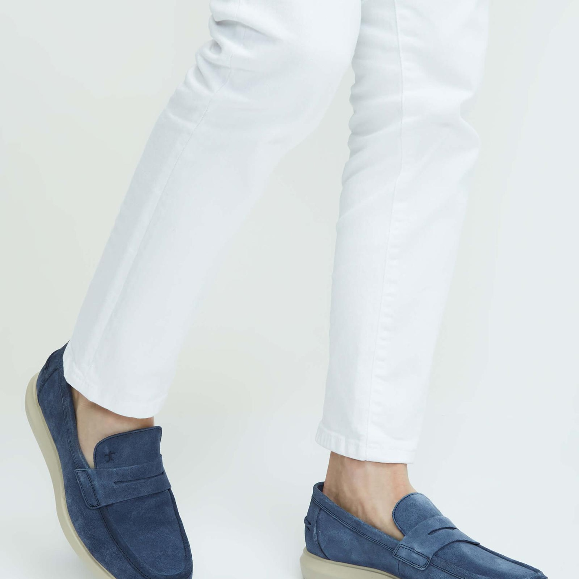 Tamer Tanca Erkek Hakiki Deri Lacivert Süet Loafer Ayakkabı