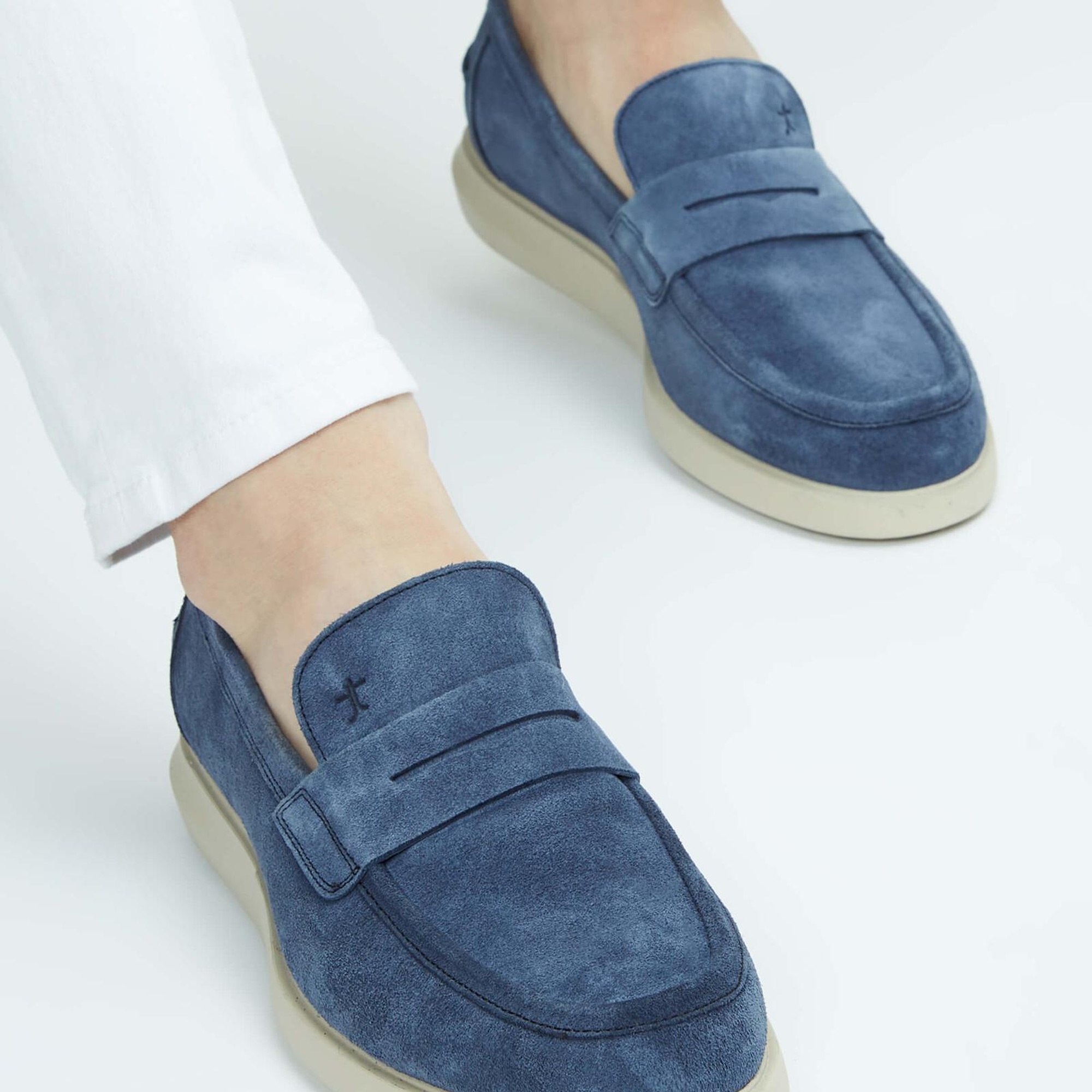 Tamer Tanca Erkek Hakiki Deri Lacivert Süet Loafer Ayakkabı