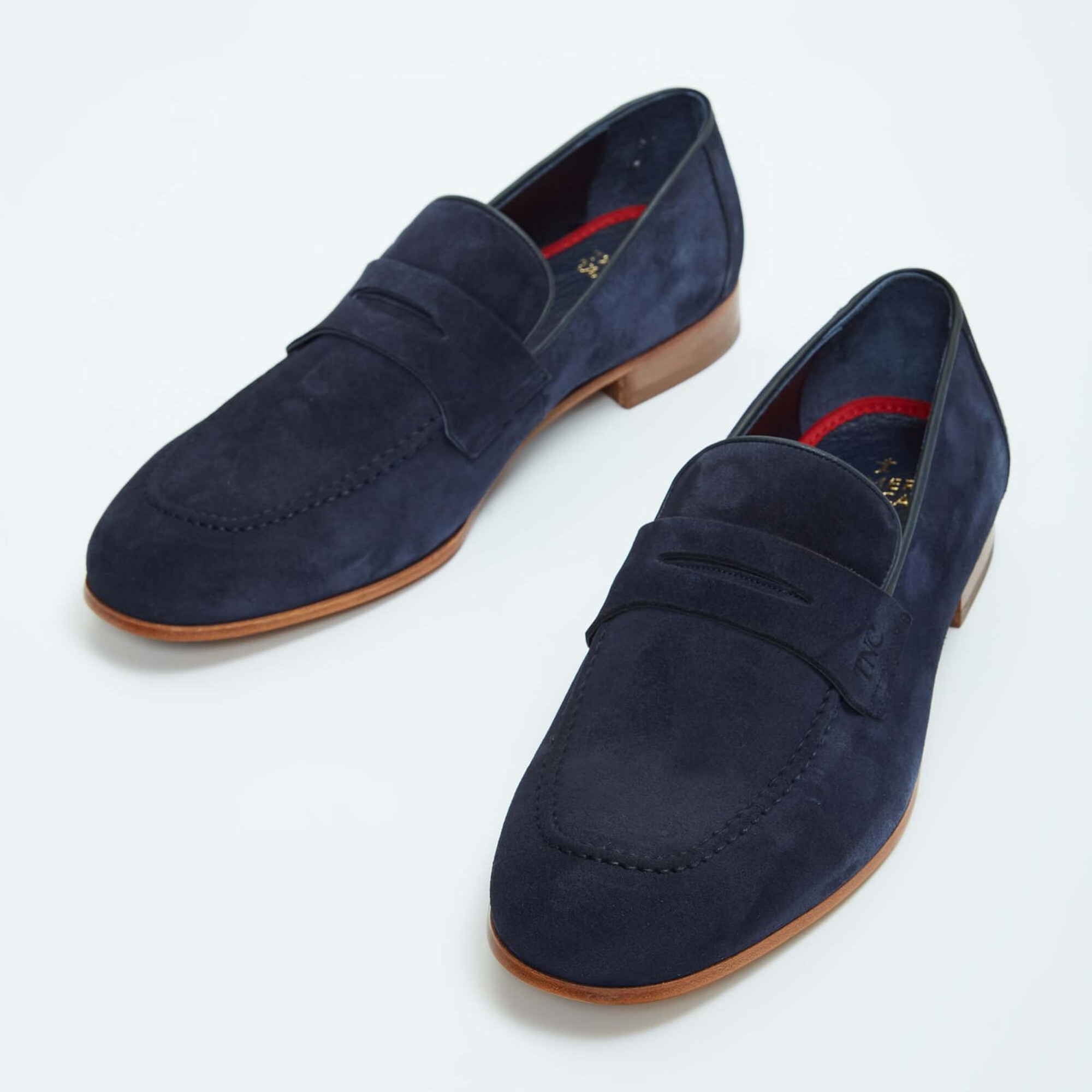 Tamer Tanca Erkek Hakiki Deri Lacivert Süet Loafer Ayakkabı
