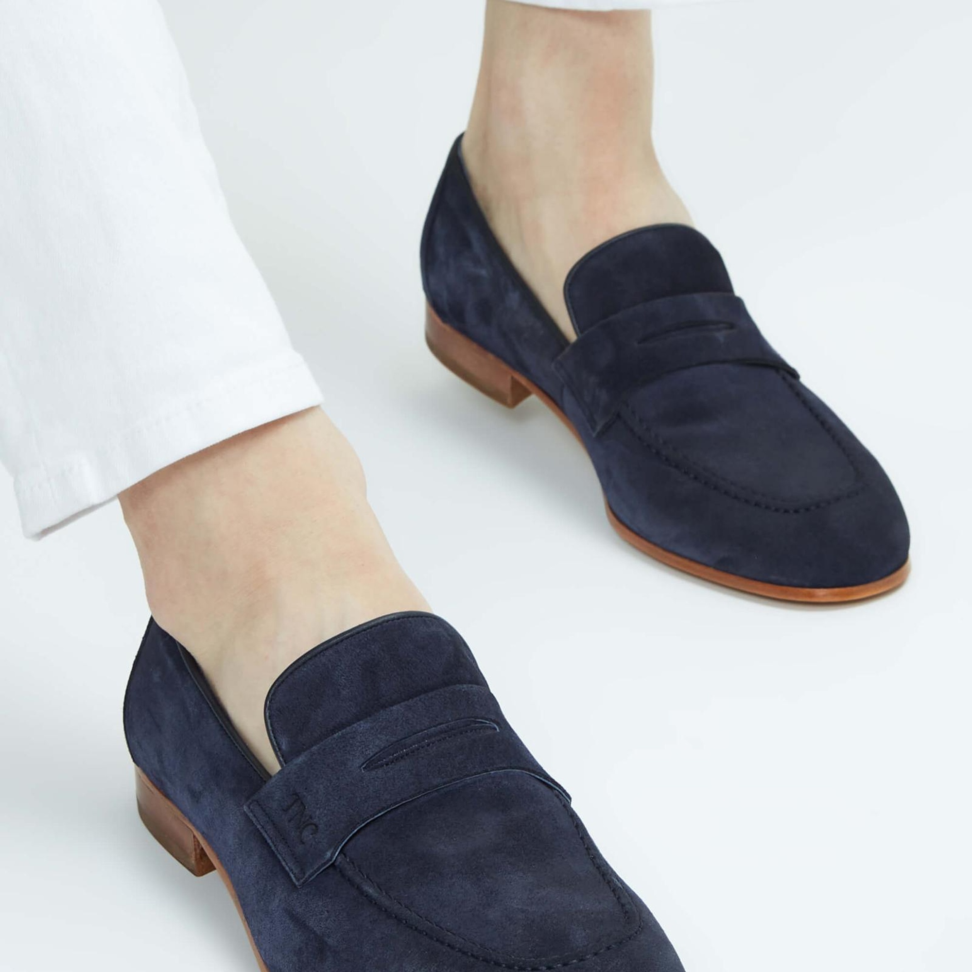 Tamer Tanca Erkek Hakiki Deri Lacivert Süet Loafer Ayakkabı