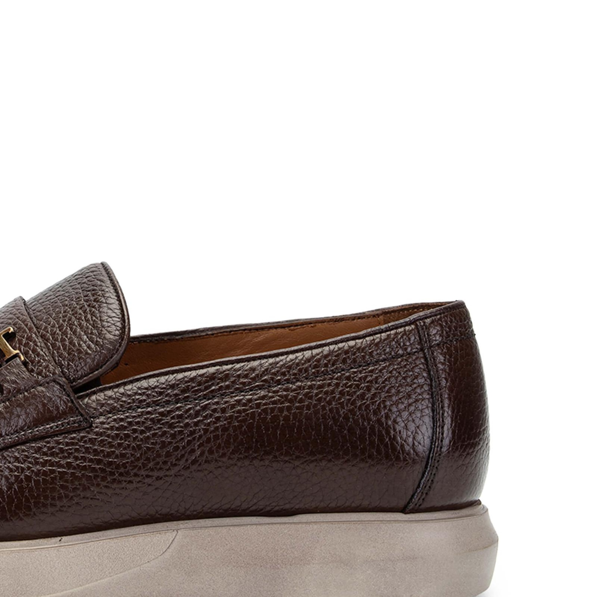 Tamer Tanca Erkek Hakiki Deri Kahverengi Loafer Ayakkabı