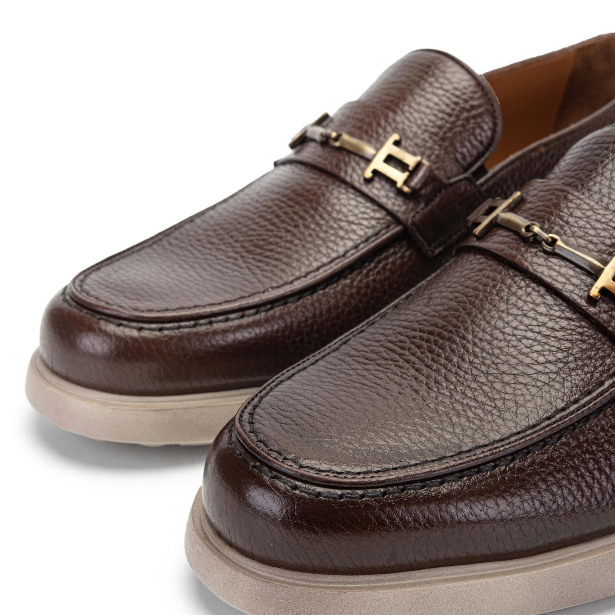 Tamer Tanca Erkek Hakiki Deri Kahverengi Loafer Ayakkabı