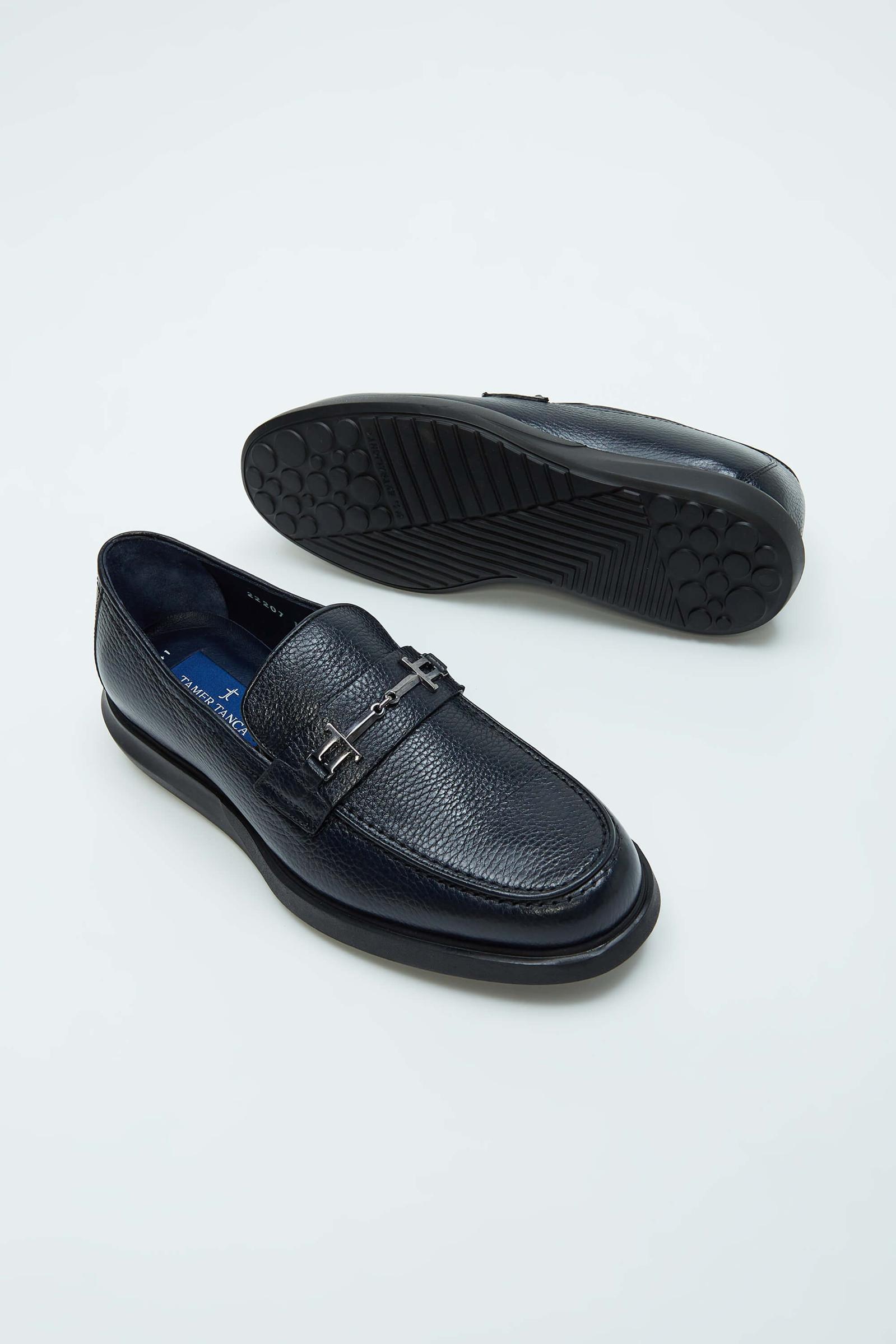 Tamer Tanca Tamer Tanca Erkek Hakiki Deri Lacivert Loafer Ayakkabı Casual Ayakkabı | FashFed Lacivert - 3. görsel