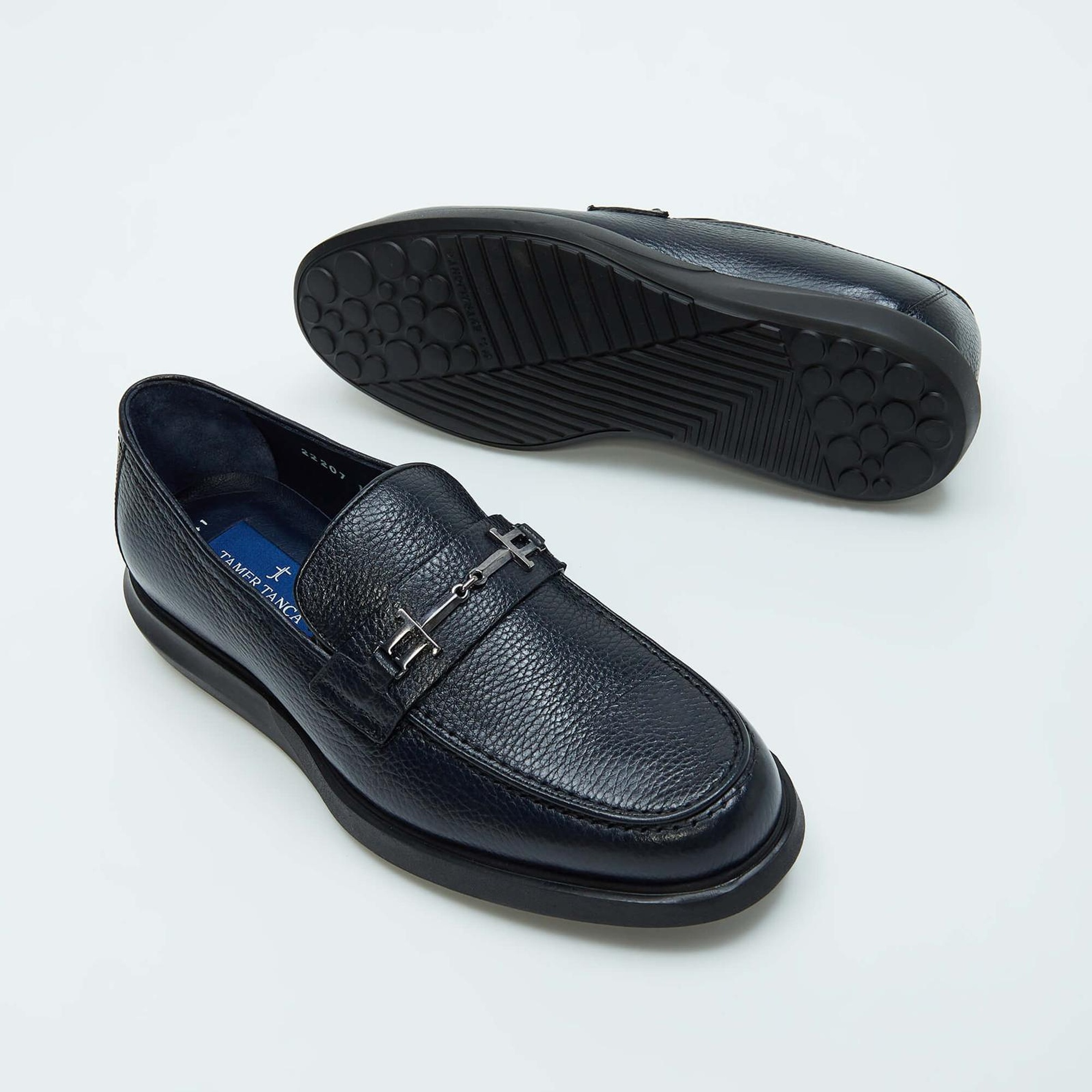 Tamer Tanca Erkek Hakiki Deri Lacivert Loafer Ayakkabı