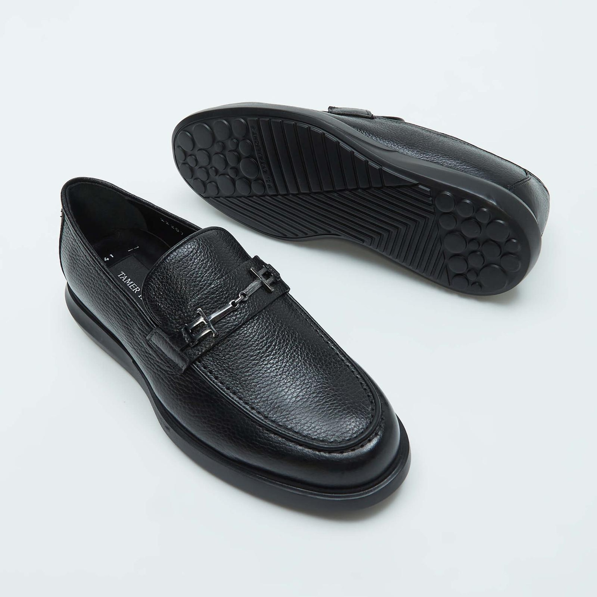 Tamer Tanca Erkek Hakiki Deri Siyah Loafer Ayakkabı