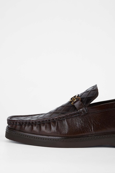  Tamer Tanca Erkek Hakiki Deri Kahverengi Loafer Ayakkabı