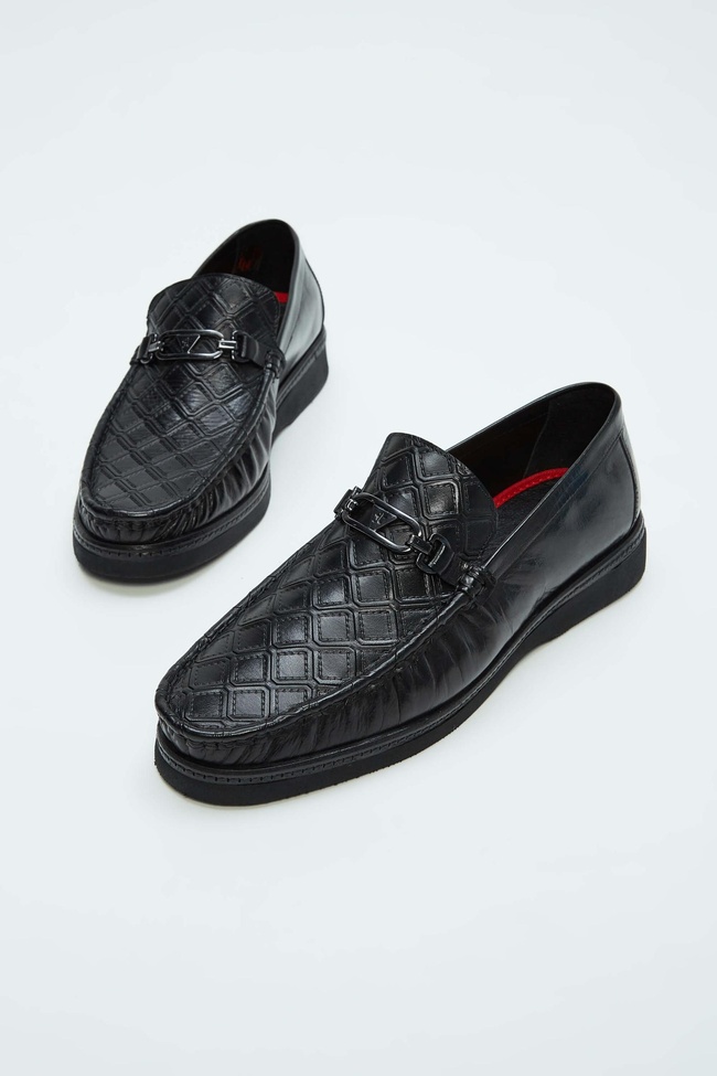  Tamer Tanca Erkek Hakiki Deri Siyah Loafer Ayakkabı