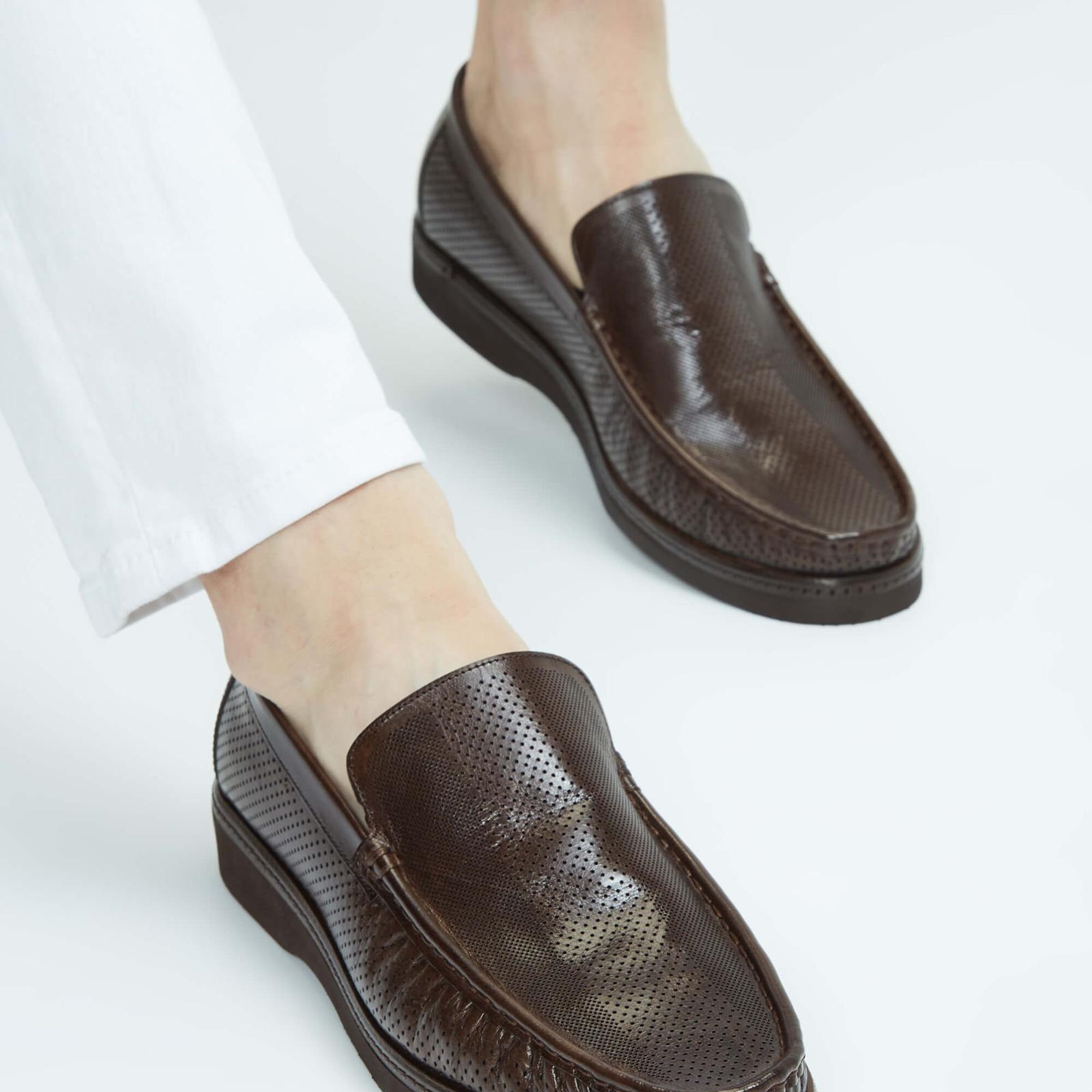 Tamer Tanca Erkek Hakiki Deri Kahverengi Loafer Ayakkabı