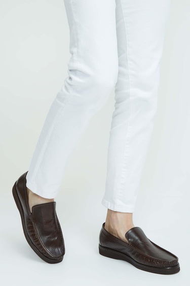  Tamer Tanca Erkek Hakiki Deri Kahverengi Loafer Ayakkabı