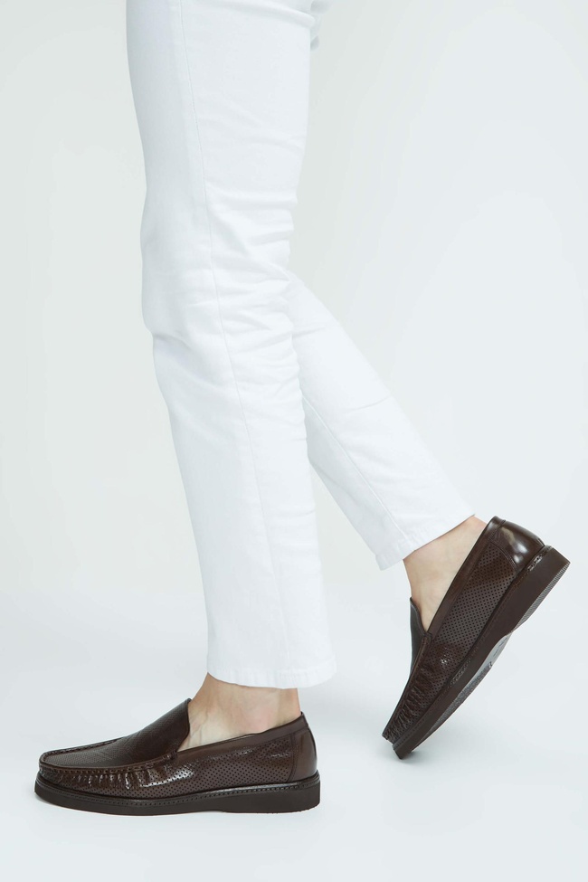  Tamer Tanca Erkek Hakiki Deri Kahverengi Loafer Ayakkabı