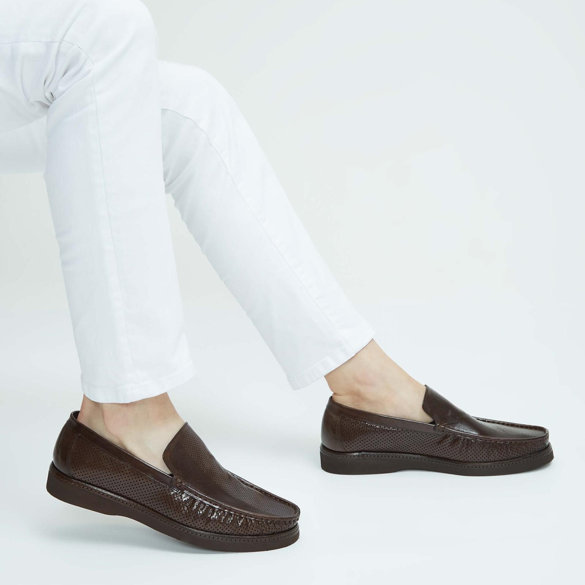 Tamer Tanca Erkek Hakiki Deri Kahverengi Loafer Ayakkabı