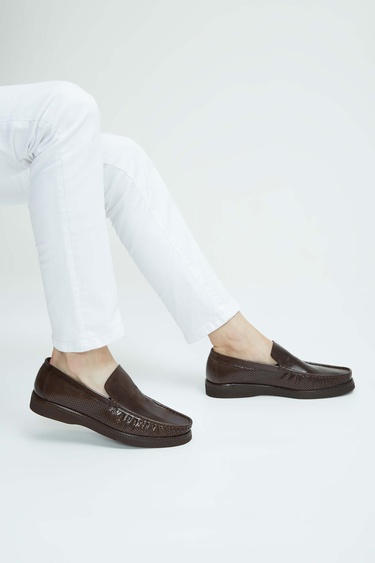  Tamer Tanca Erkek Hakiki Deri Kahverengi Loafer Ayakkabı