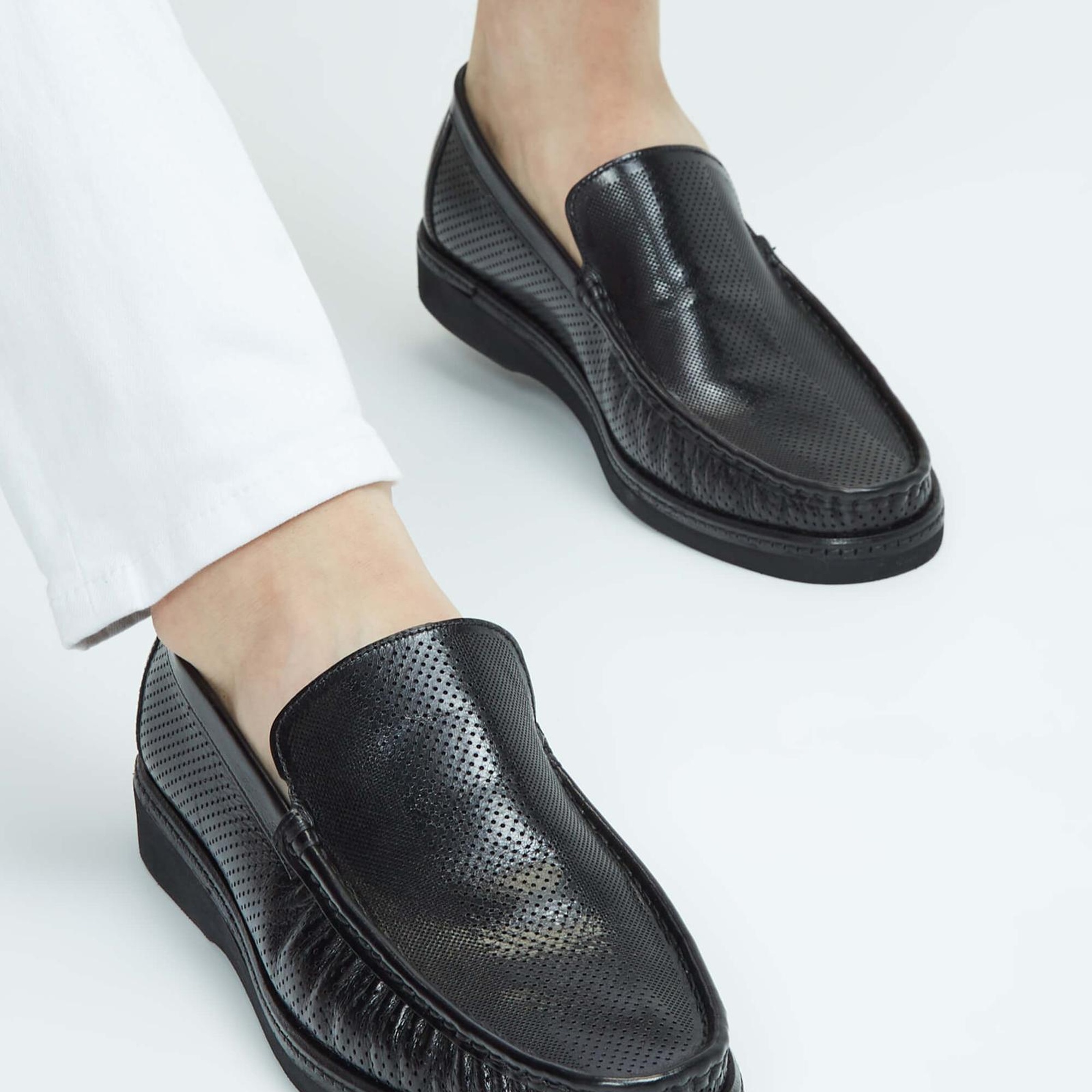 Tamer Tanca Erkek Hakiki Deri Siyah Loafer Ayakkabı