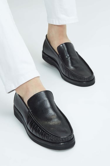  Tamer Tanca Erkek Hakiki Deri Siyah Loafer Ayakkabı