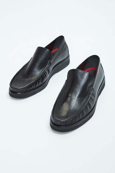  Tamer Tanca Erkek Hakiki Deri Siyah Loafer Ayakkabı