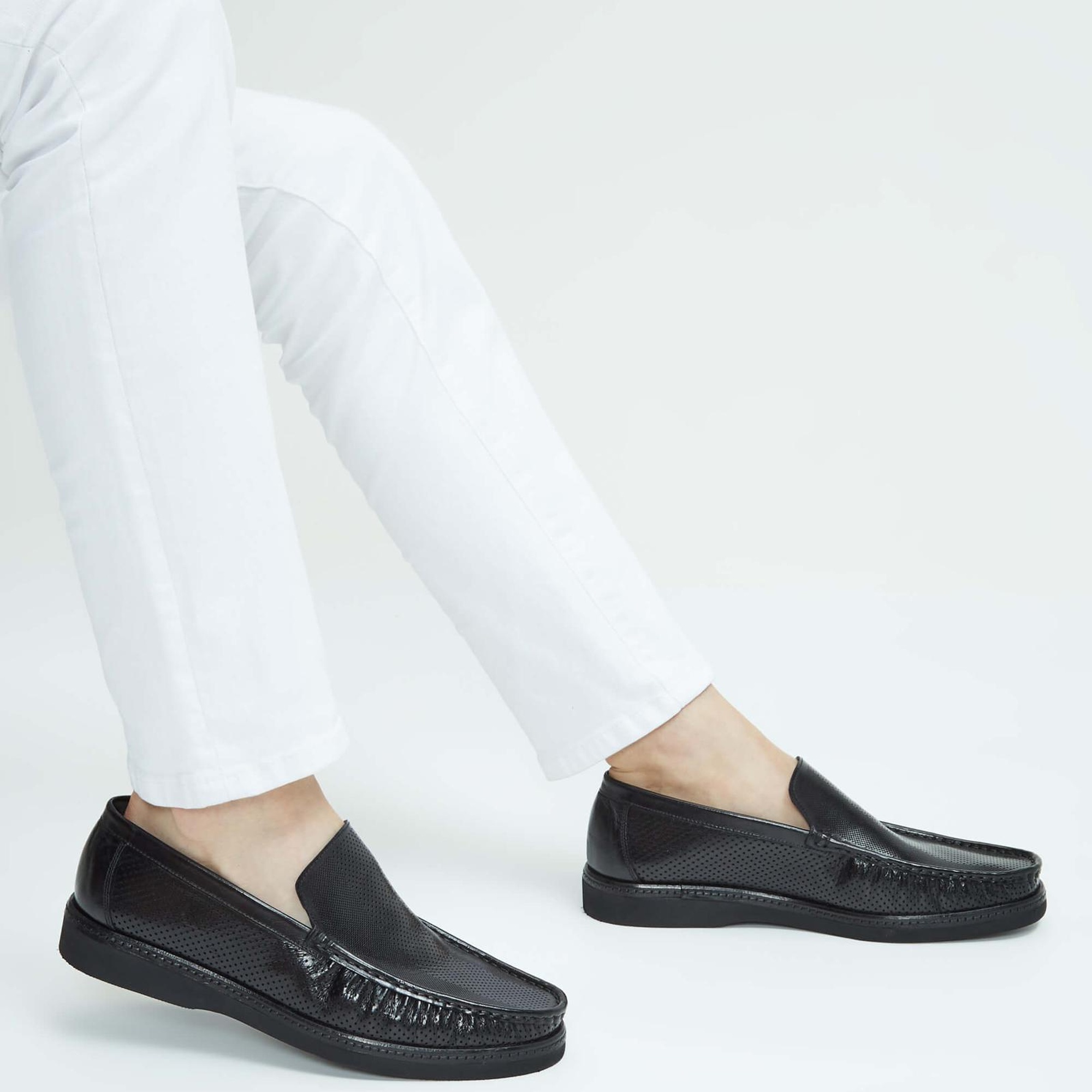 Tamer Tanca Erkek Hakiki Deri Siyah Loafer Ayakkabı