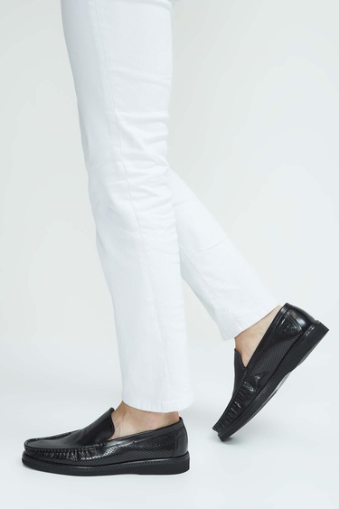  Tamer Tanca Erkek Hakiki Deri Siyah Loafer Ayakkabı