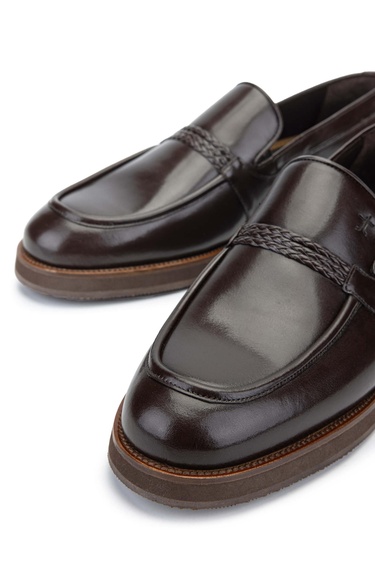  Tamer Tanca Erkek Hakiki Deri Kahverengi Loafer Ayakkabı