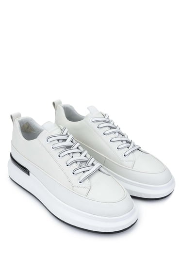  Tamer Tanca Erkek Hakiki Deri Beyaz Casual Ayakkabı