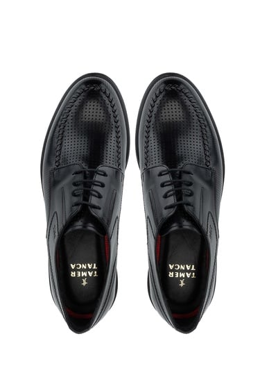  Tamer Tanca Erkek Hakiki Deri Siyah Casual Ayakkabı