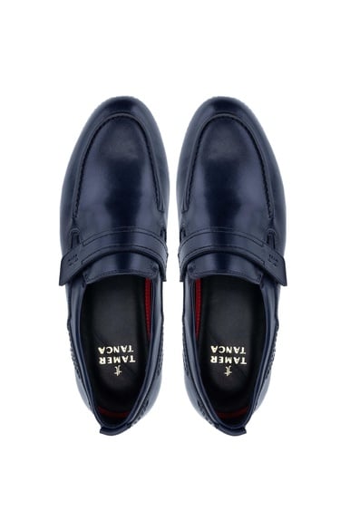  Tamer Tanca Erkek Hakiki Deri Lacivert Casual Ayakkabı