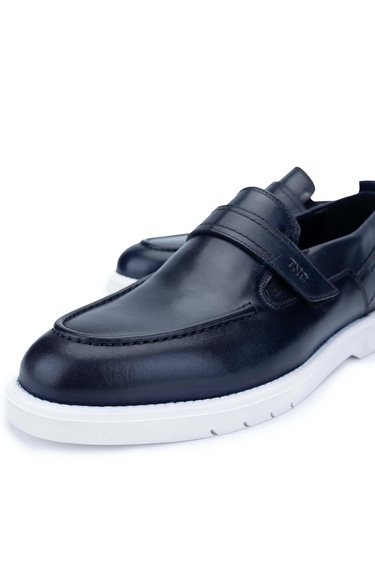  Tamer Tanca Erkek Hakiki Deri Lacivert Casual Ayakkabı