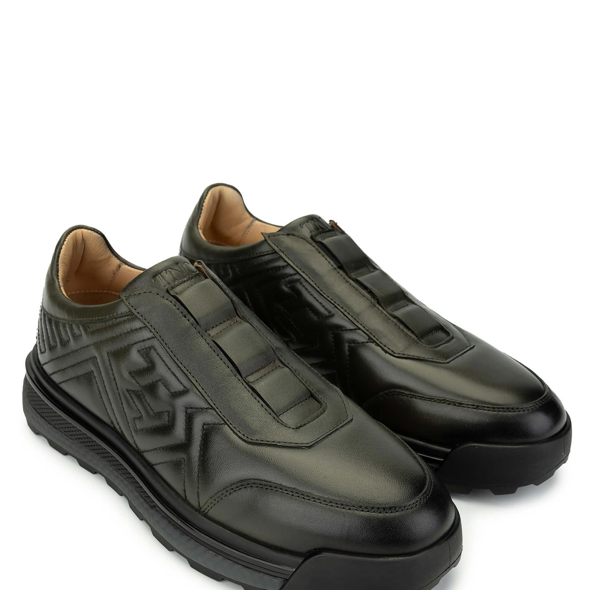 Tamer Tanca Erkek Hakiki Deri Yeşil Casual Ayakkabı