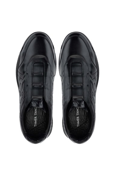  Tamer Tanca Erkek Hakiki Deri Siyah Casual Ayakkabı