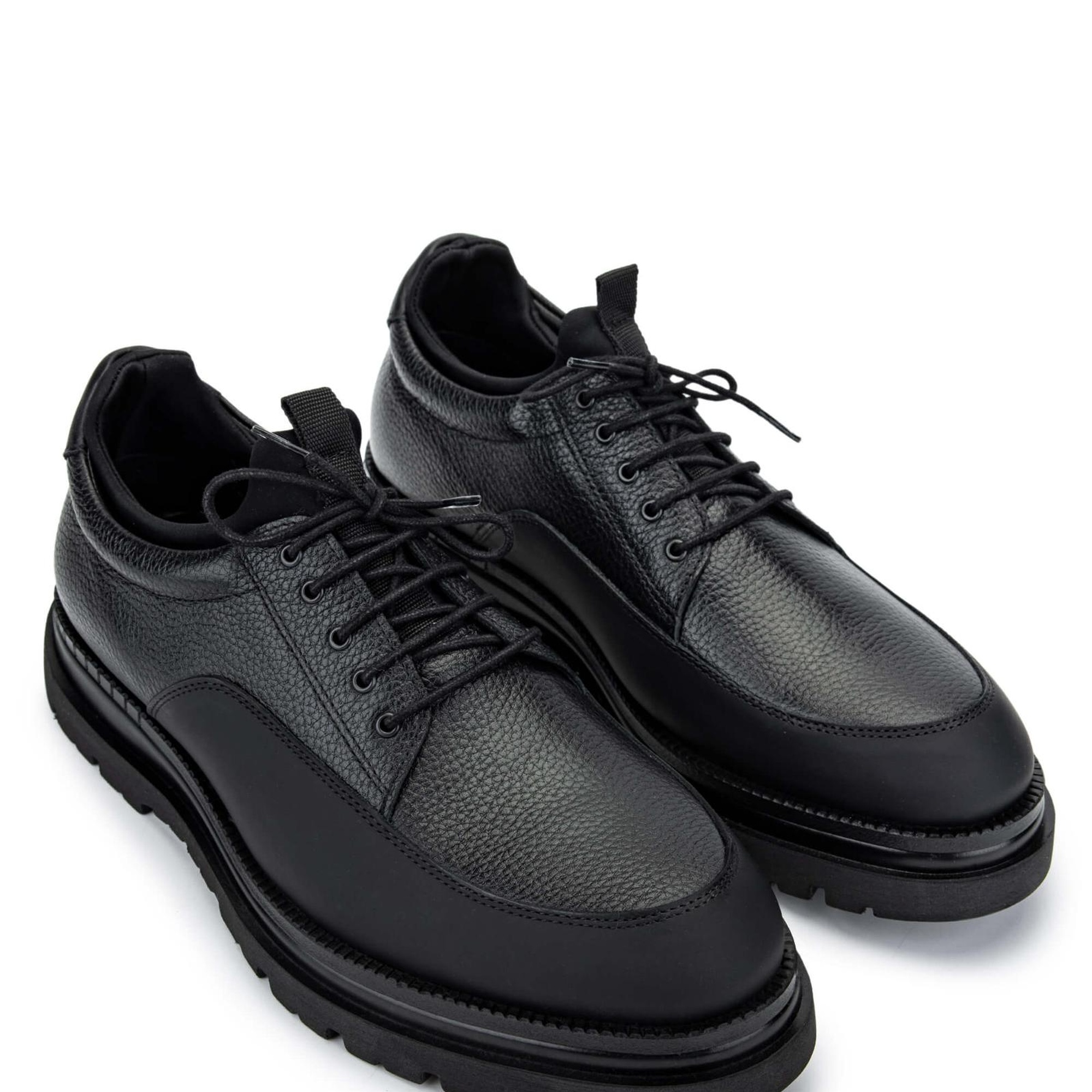 Tamer Tanca Erkek Hakiki Deri Siyah Floter Casual Ayakkabı