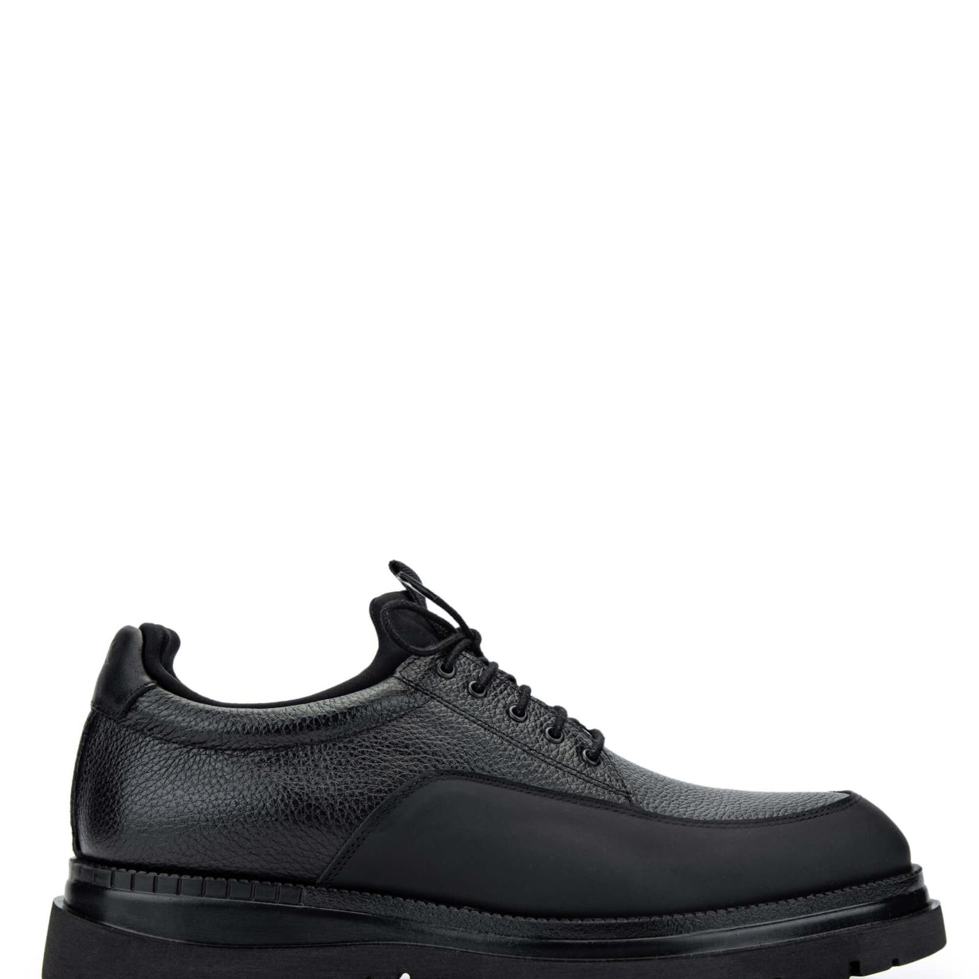 Tamer Tanca Erkek Hakiki Deri Siyah Floter Casual Ayakkabı