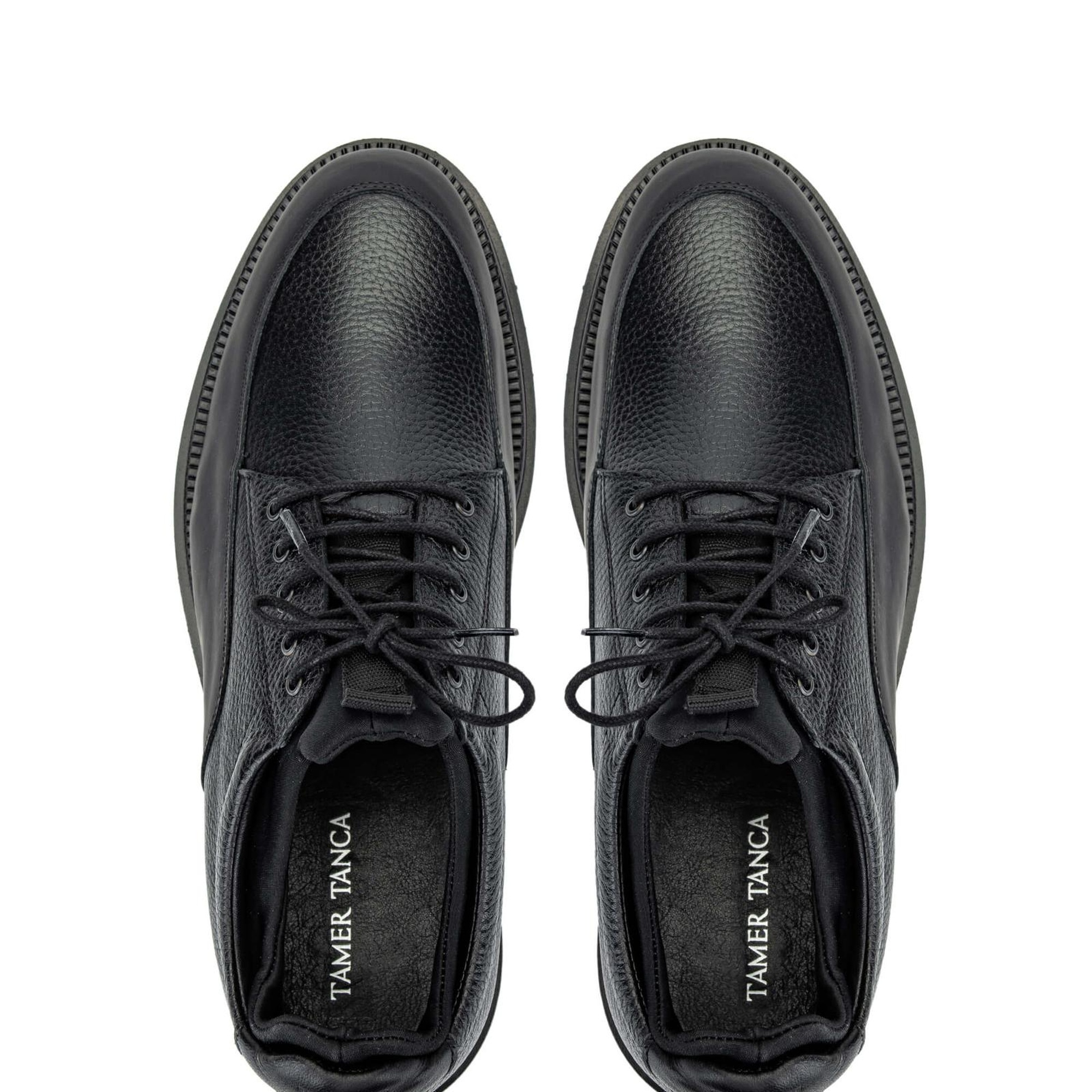 Tamer Tanca Erkek Hakiki Deri Siyah Floter Casual Ayakkabı