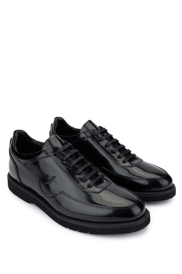  Tamer Tanca Erkek Hakiki Deri Siyah Açma Casual Ayakkabı