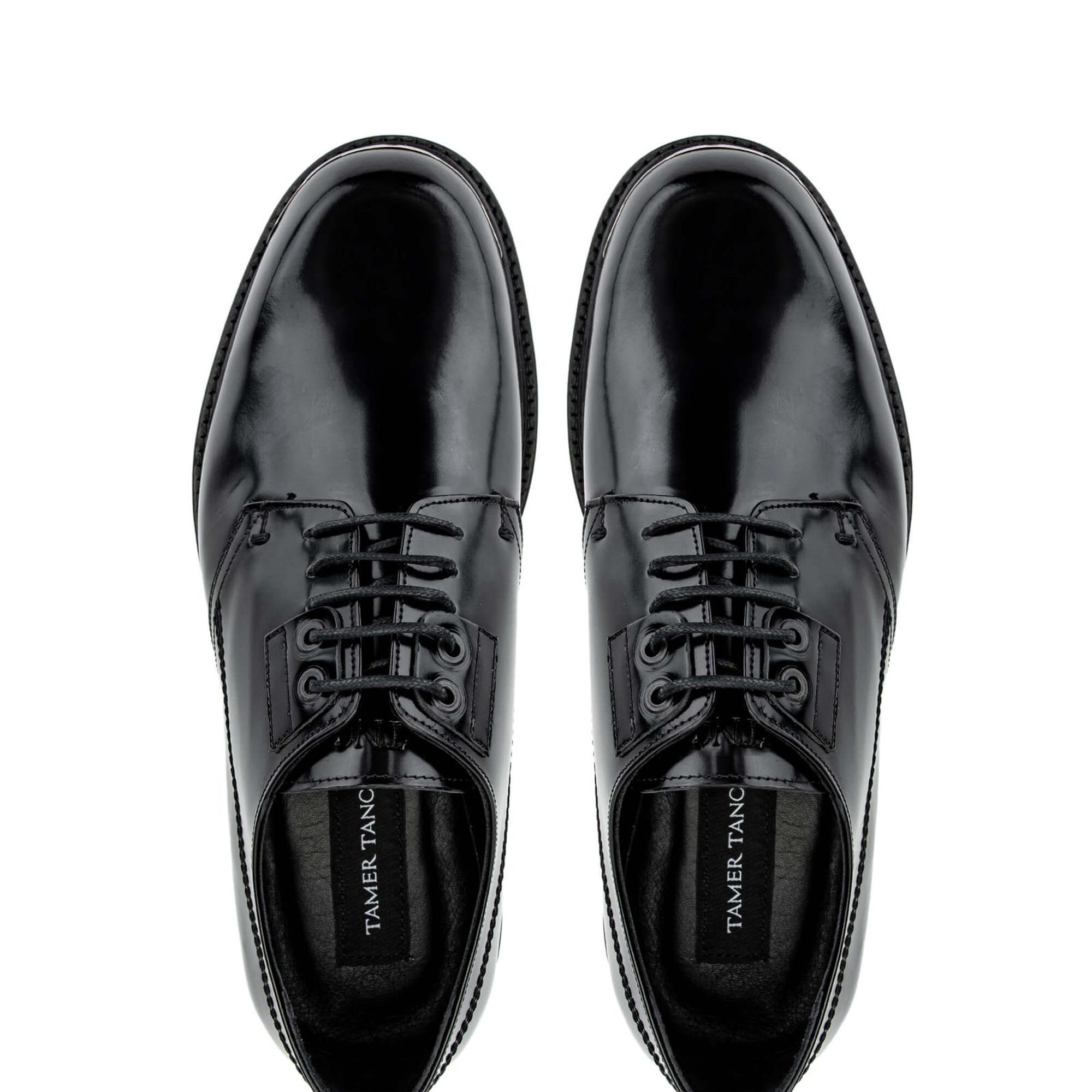 Tamer Tanca Erkek Hakiki Deri Siyah Açma Casual Ayakkabı
