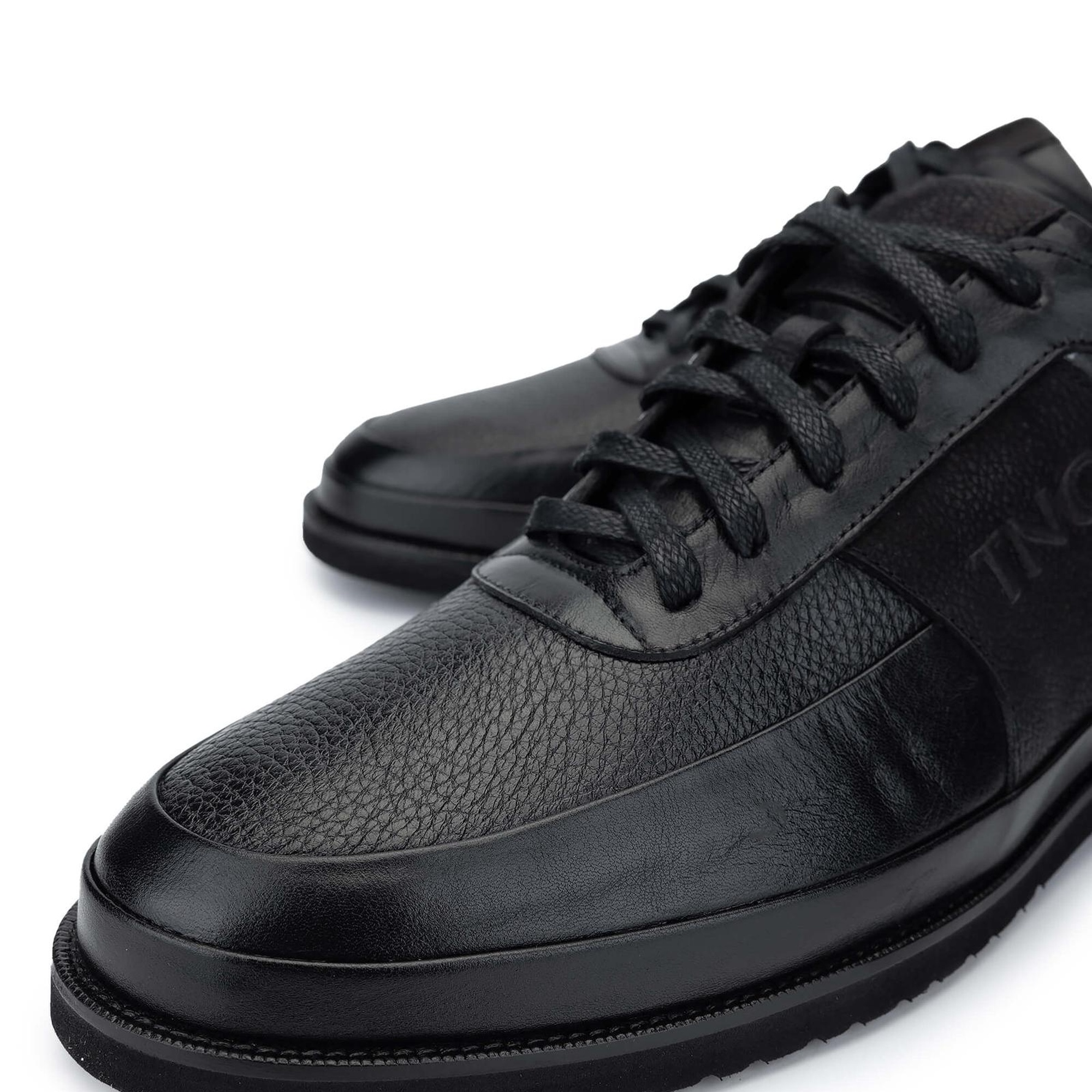 Tamer Tanca Erkek Hakiki Deri Siyah Floter Casual Ayakkabı