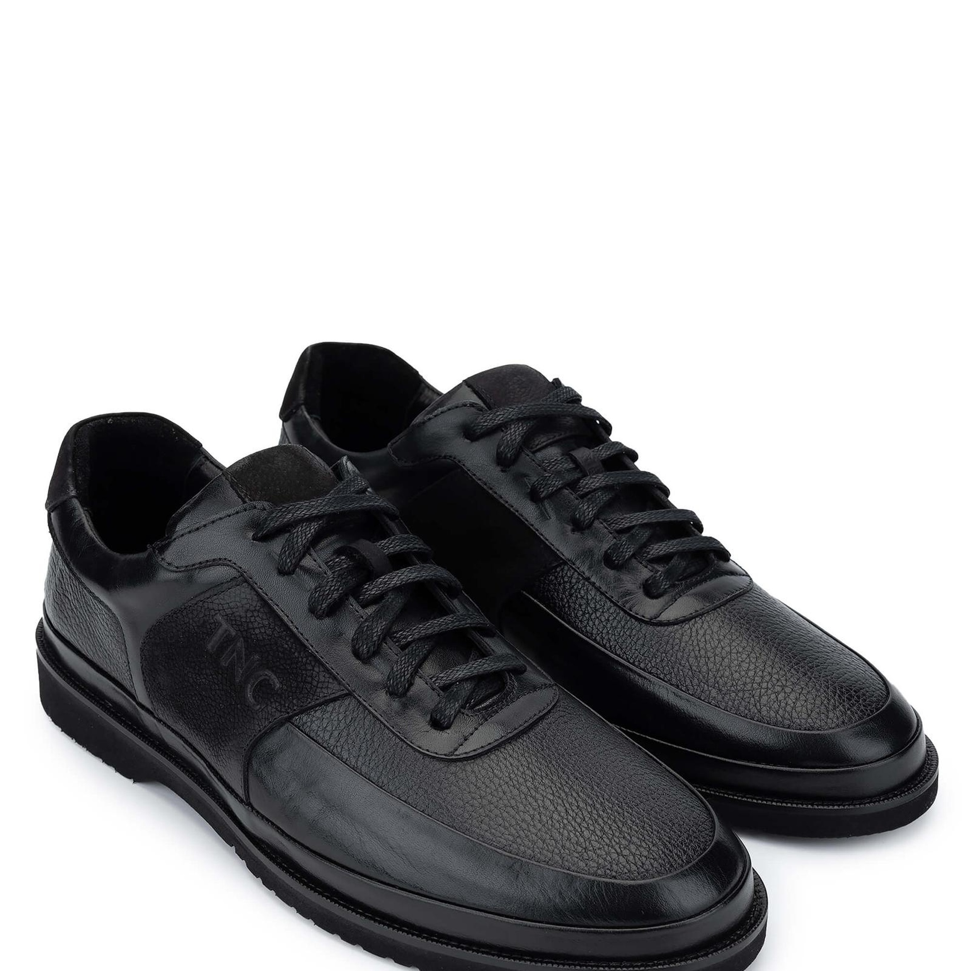 Tamer Tanca Erkek Hakiki Deri Siyah Floter Casual Ayakkabı