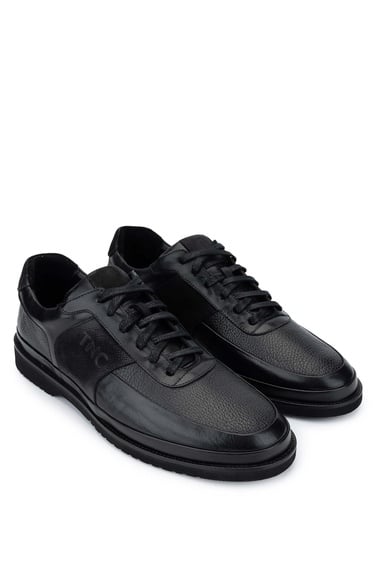  Tamer Tanca Erkek Hakiki Deri Siyah Floter Casual Ayakkabı