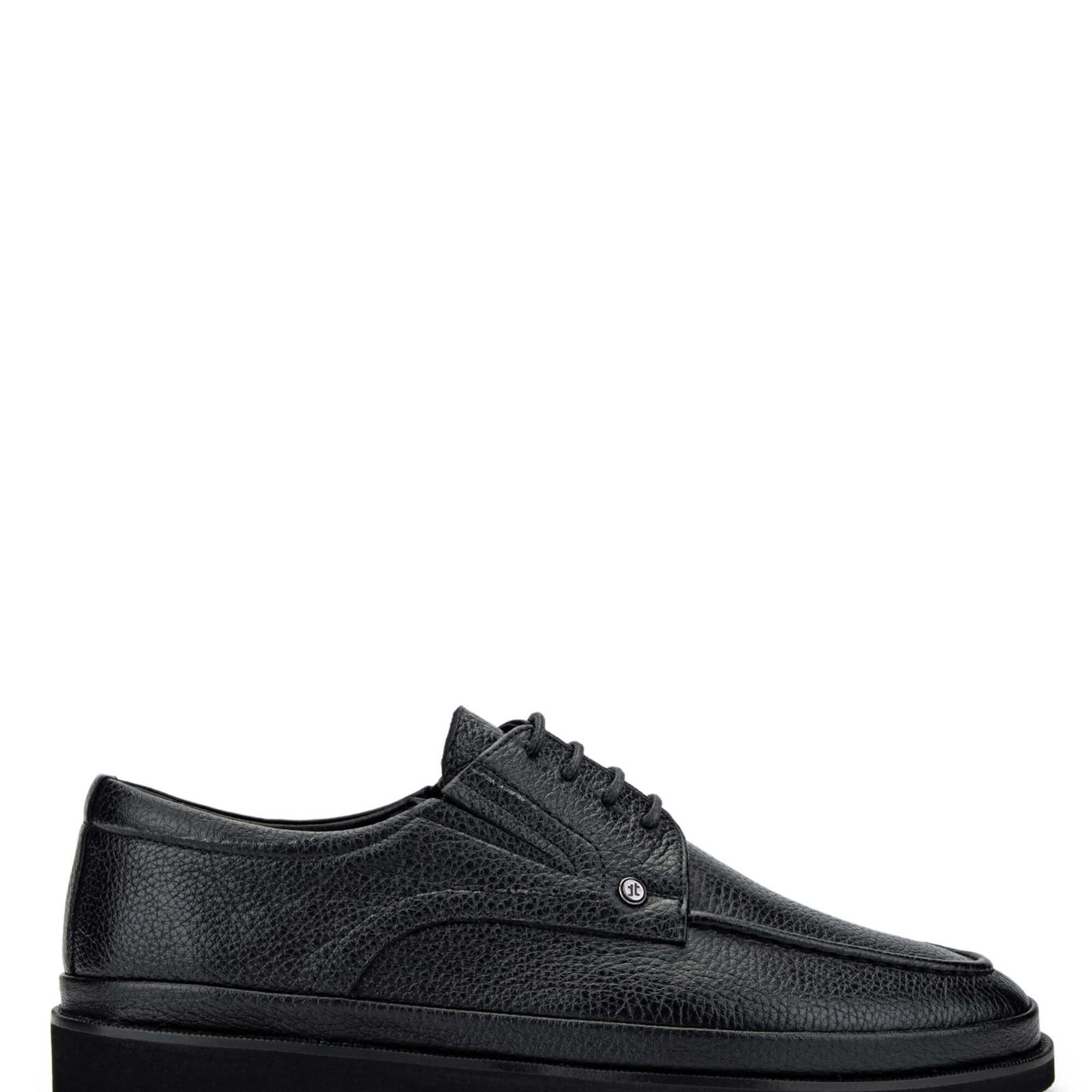 Tamer Tanca Erkek Hakiki Deri Siyah Floter Casual Ayakkabı