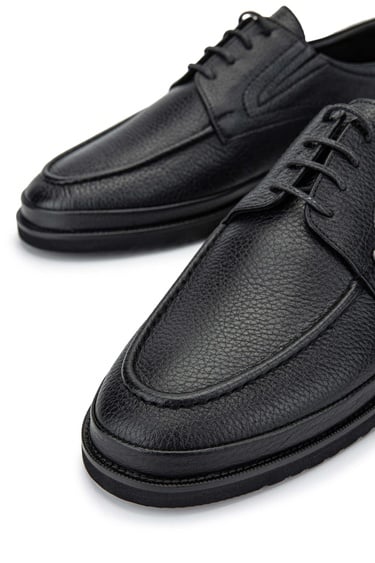  Tamer Tanca Erkek Hakiki Deri Siyah Floter Casual Ayakkabı