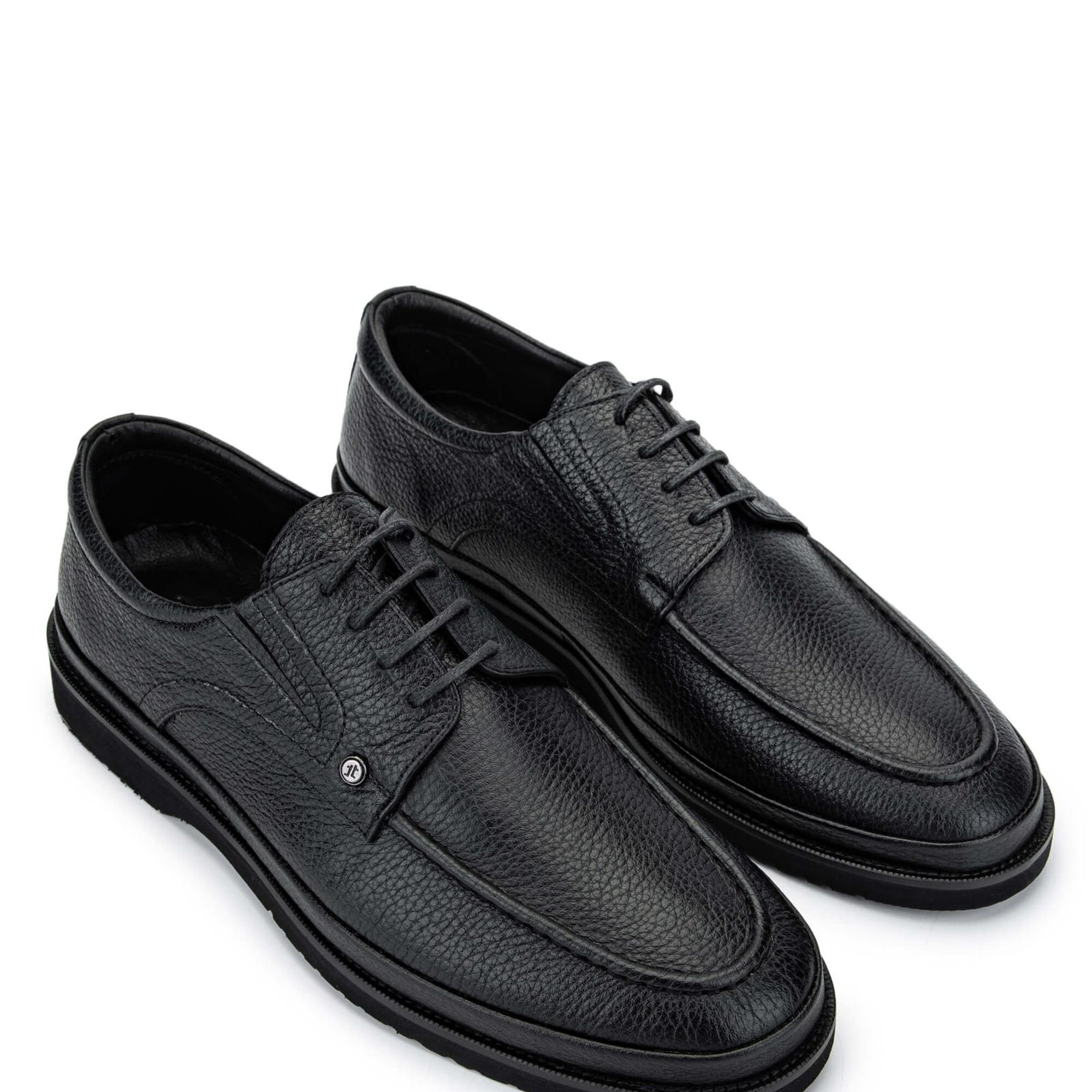 Tamer Tanca Erkek Hakiki Deri Siyah Floter Casual Ayakkabı