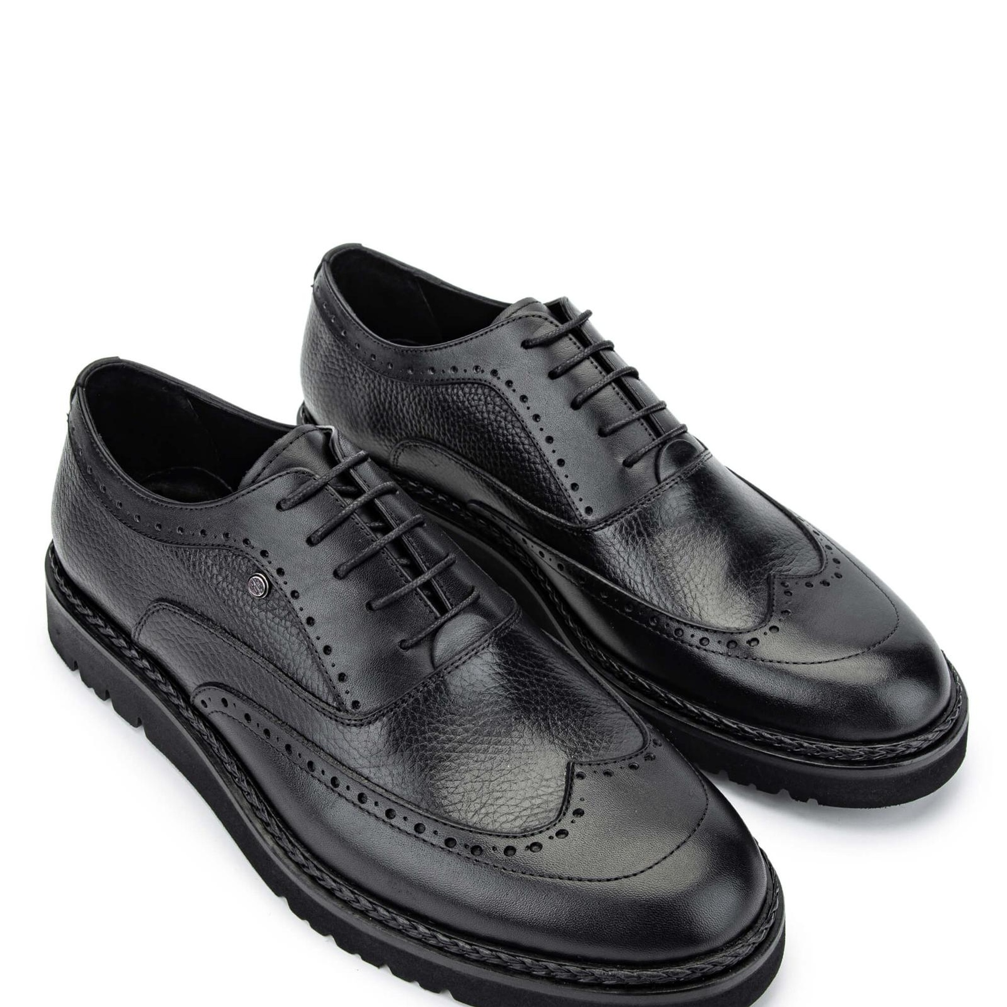 Tamer Tanca Erkek Hakiki Deri Siyah Floter Casual Ayakkabı